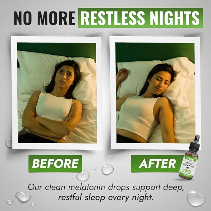 Benevolent Liquid Melatonin Drops for Adults and Kids 3mg - Melatonin Liquid as Fast-Acting Sleep Aid to Fall Asleep Faster &amp Longer - Non-GMO &amp Made in USA - Berry Vanilla Flavor 2 Month Sup