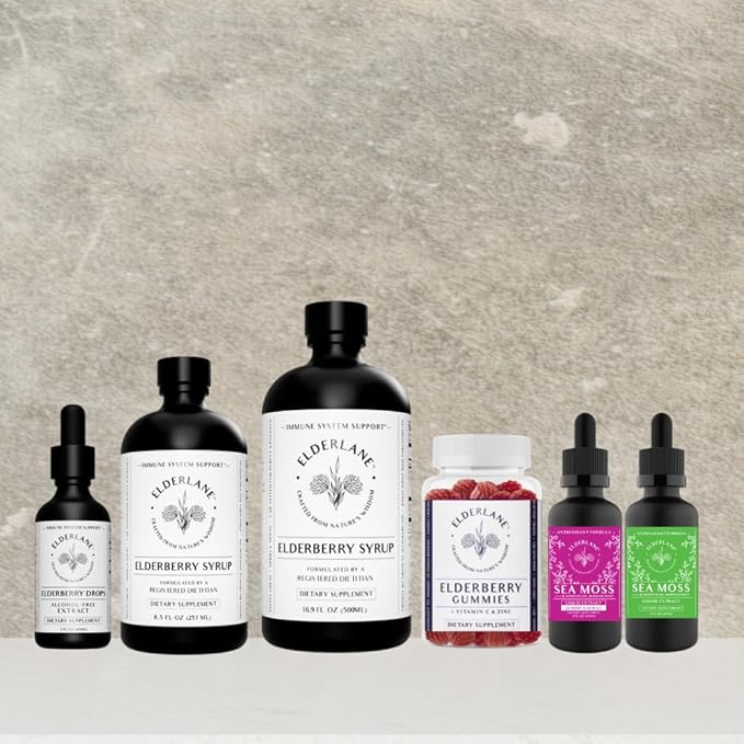 Elderlane Elderberry Syrup Elderberry Shots - Immune Support Supplement for Kids &amp Adults - Immune Boosters - Natural Immunity Booster - Made with Honey &amp Elderberries - Gluten-Free - 8.5 Fl O