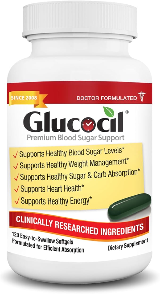 Glucocil – Softgels - Premium Blood Sugar Support - Over 2 Million Bottles Sold - Supports The 3 Essentials for Healthy Blood Sugar - Since 2008 with Berberine Proprietary Mulberry Leaf and More