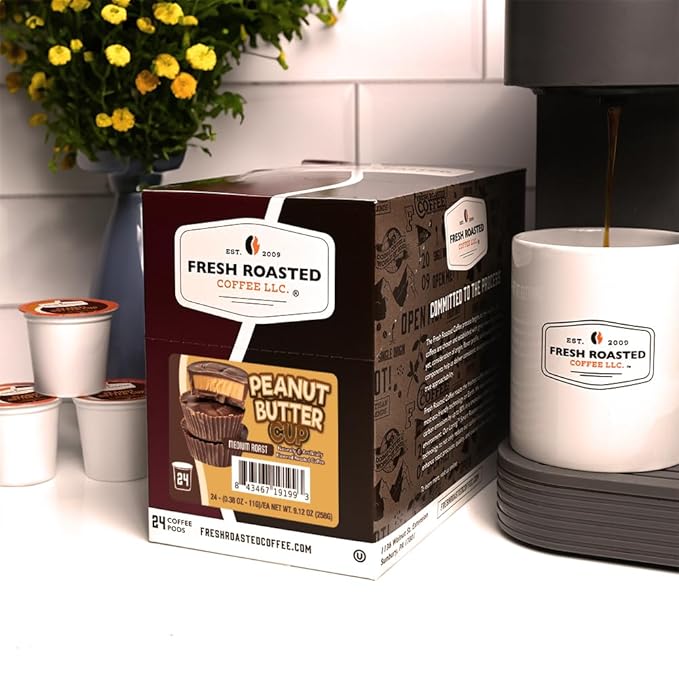 Fresh Roasted Coffee Peanut Butter Cup Flavored Coffee Pods 72 Count