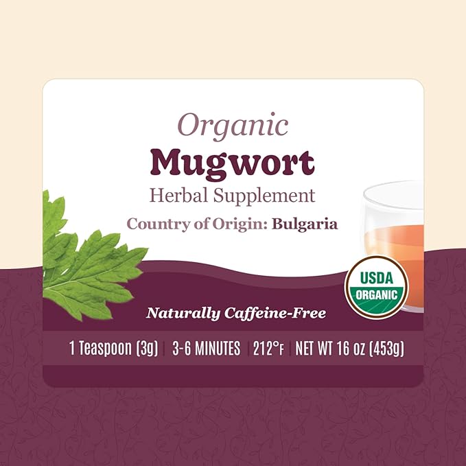Organic Positively Botanicals Company Mugwort Herbal Tea Loose Leaf Botanical 16 Ounce