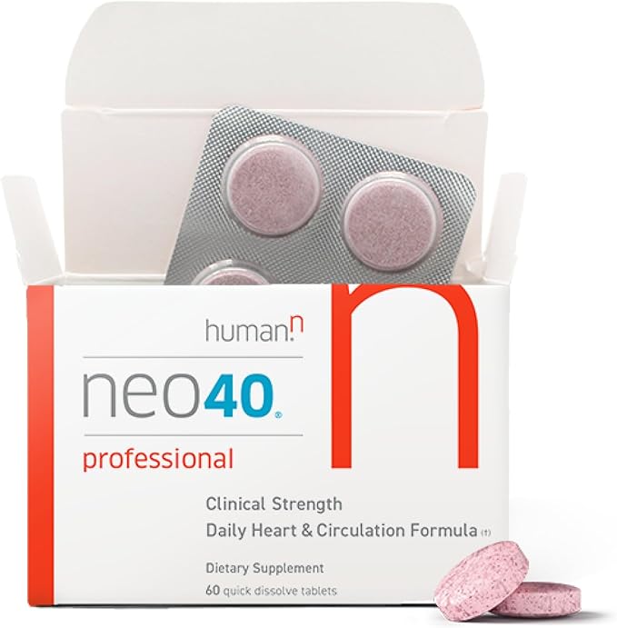Humann Neo40 Professional - Daily Heart &amp Circulation Support - Methylfolate Beet Root Powder Hawthorn Berry L-citrulline - 60 Dissolvable Tablets
