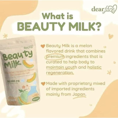 2 Packs Beauty Milk Japanese Collagen Strawberry &amp Melon Drink - 50000mg Hydrolyzed Collagen