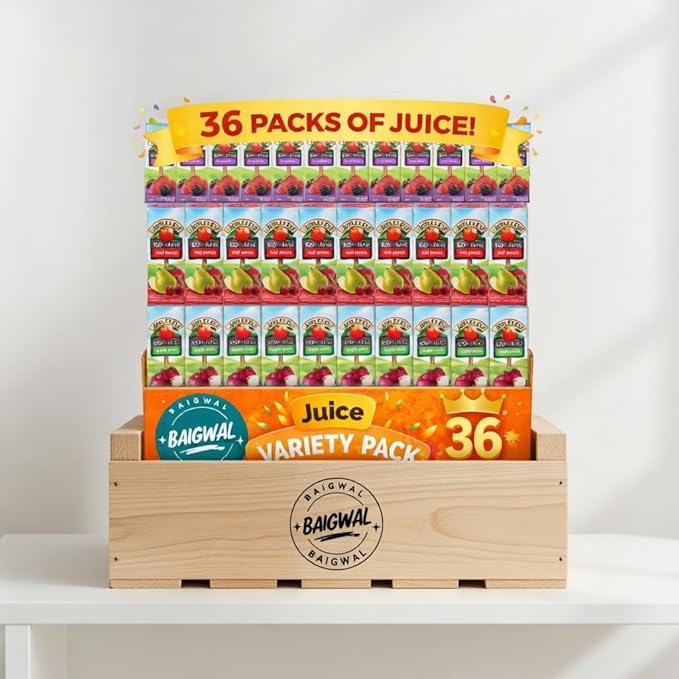 Kids Juice Box Variety Pack 100% Juice Apple Berry Fruit Punch No Sugar Added 6.75 fl oz 35 Pack by baigwal