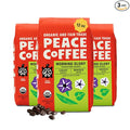 Peace Coffee Morning Glory Signature Blend Light Roast Whole Bean Coffee 12 oz Pack of 3 Organic Fair Trade Smooth Mild Flavor Shade Grown Fresh Roasted