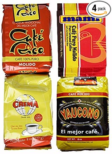 Puerto Rican Variety Pack Ground Coffee - 4 Local Favorites in 8 Oz Bags V.4 (2 lbs Total)