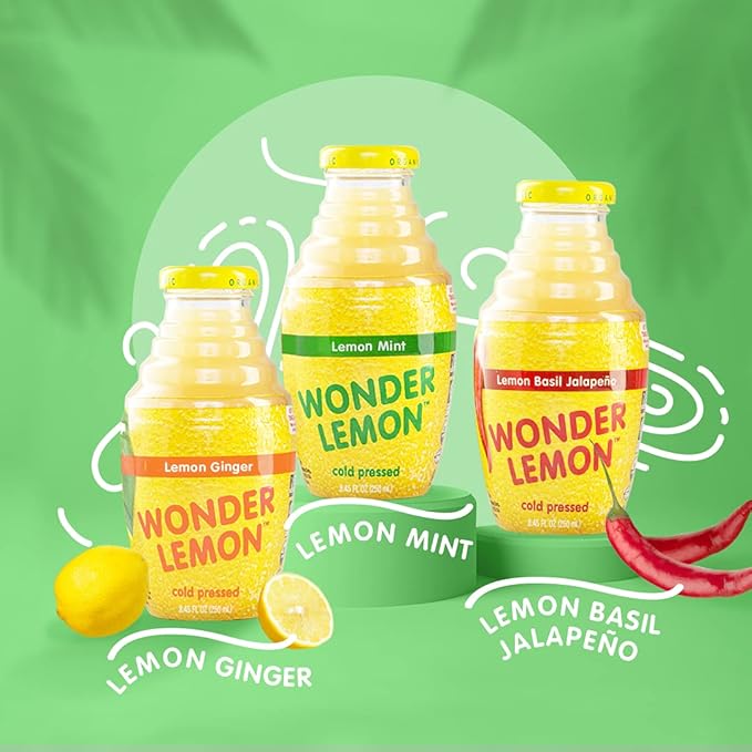 Wonder Lemon Organic Lemon Basil Jalapeno Cold Pressed Juice 8.45oz (6 Pack)