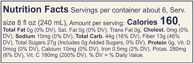 Lyons ReadyCare Cranberry Cocktail 100% Juice with Fiber for Digestive Health - 46 fl oz Cartons (12 Pack)