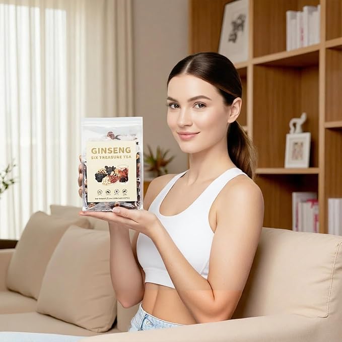 Ginseng Six Treasures Kidney Tea - Traditional Chinese Herbal Tea with Ingredients 6 Precious Herbs Formula (50 Tea Bags)