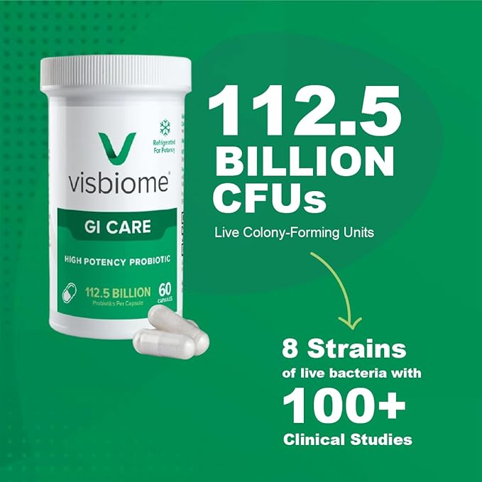 Visbiome® GI Care - High Potency Probiotic - 112.5 Billion CFU Live Probiotics Original De Simone Formulation Made in USA 120 Capsules.