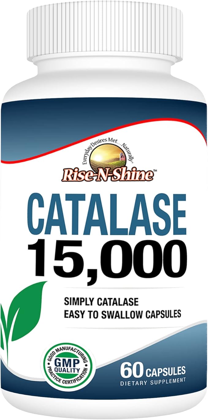 Rise-N-Shine Catalase Supplement 15000 -Powerful Antioxidant Enzyme for Hair Health Strong Hair Support and More - 60 Count (60-Day Supply)