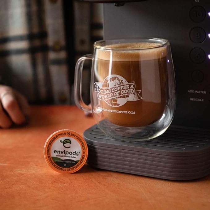 Fresh Roasted Coffee Organic Ethiopian Yirgacheffe envipods | BPI Compostable USDA Organic Kosher 3rd Party Tested for Mold Myco Pesticides | 72 CT Compatible With 1.0 &amp 2.0 K Cup Brewers