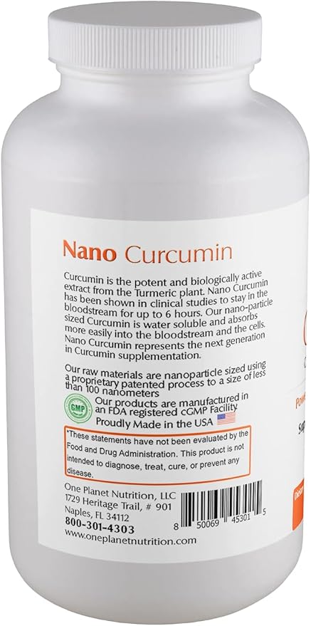 One Planet Nutrition Nano Curcumin Plus 500 mg Veggie Capsules (120 Servings) Nano Curcumin with Boswellia for High Absorption Supports Joint &amp Immune Health Non-GMO Vegan Gluten-Free