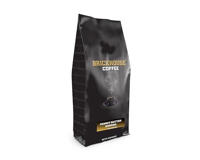 Brickhouse Peanut Butter Banana Flavored Ground Coffee – Sweet &amp Nutty 100% Arabica 6-Pack (12oz Bags)