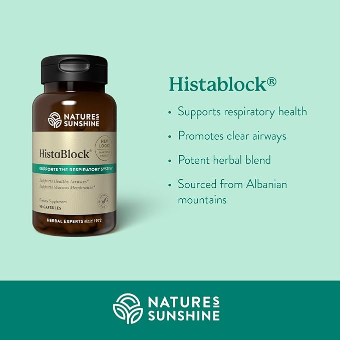 Nature's Sunshine HistaBlock | Respiratory Support Supplement | Supports Airways &amp Blocks Irritants | Antioxidant Strength | Seasonal Allergy Help | Natural Respiratory Function Aid 90 Capsules