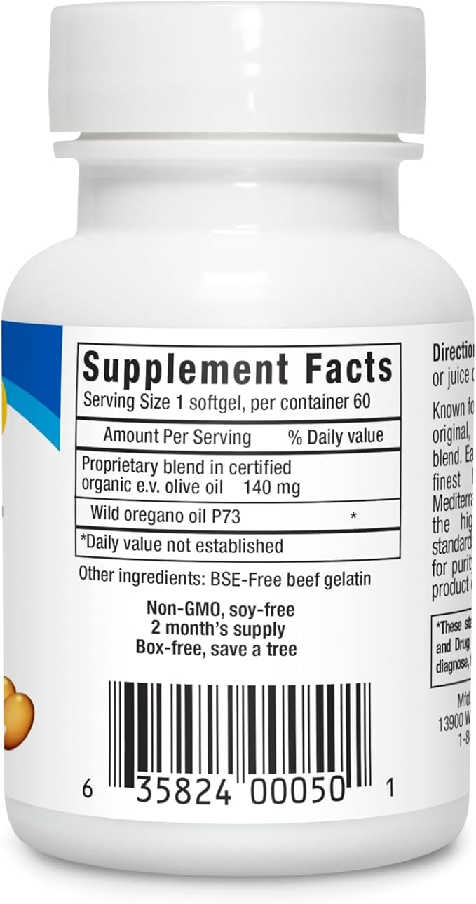 NORTH AMERICAN HERB &amp SPICE Oreganol P73 60 Gelcaps - Immune System Support - Unprocessed Vegan Friendly Wild Oregano - Mediterranean Source - Non-GMO - 60 Servings