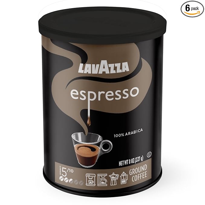 Lavazza Espresso Ground Coffee Medium Roast 100% Arabica 8 oz Tin (Pack of 6)