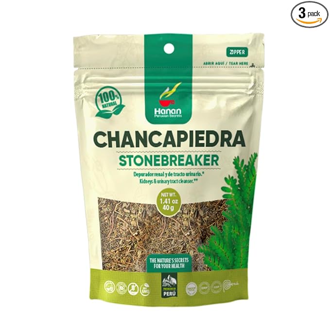 Hanan Peruvian Secrets Chancapiedra Herbal Tea | 100% Natural Stonebreaker | 1.41oz / 40g Loose Leaf Bag | Aids in Promoting Normal Kidney Function Naturally - 3 Pack