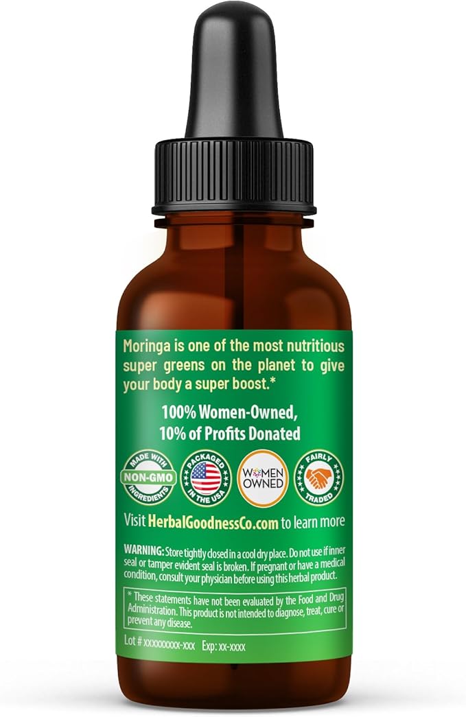 Herbal Goodness Moringa Extract Liquid Drops 1 Fl. oz - Superfoods Tincture for Energy &amp Immune Support Organic and Highly Bioavailable Alternative to Moringa Capsules &amp Powder Non-GMO Vegan