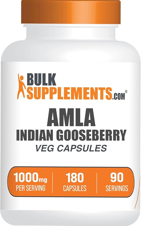 BulkSupplements.com Amla Extract Capsules - Indian Gooseberry Fruit Extract Herbal Supplement - Gluten Free 2 Capsules per Serving (1000mg) 180 Count (Pack of 1)