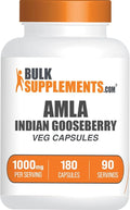 BulkSupplements.com Amla Extract Capsules - Indian Gooseberry Fruit Extract Herbal Supplement - Gluten Free 2 Capsules per Serving (1000mg) 180 Count (Pack of 1)