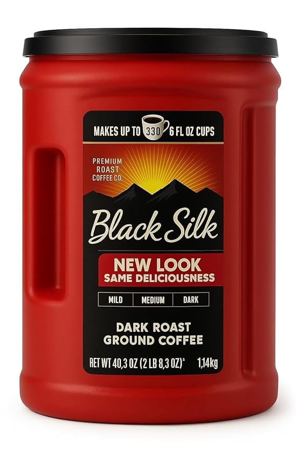 Black Silk Dark Roast Ground Coffee Extra Strong Smooth (pack of 2) 40.3