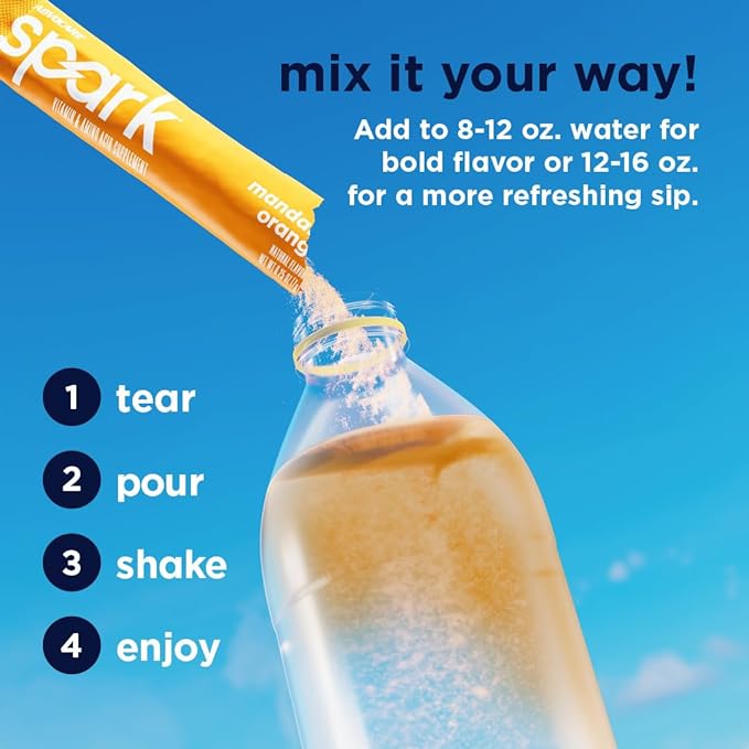 AdvoCare Spark - Energy Drink Mix - Vitamin &amp Amino Acid Supplement - Supports Energy &amp Focus* - Portable Immune Support* - Sugar-Free - Mandarin Orange 14 Stick Packs (3.5 oz)