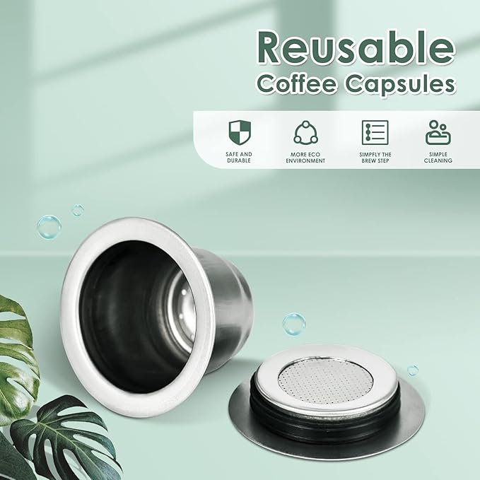 LIHONG Reusable Coffee Pods Stainless Steel Reusable Espresso Capsules Compatible with Nespresso Original Line (1 pack)