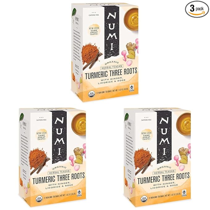 Numi Turmeric Tea Three Roots 1.42 Oz Bag 12/box (Pack of 3)