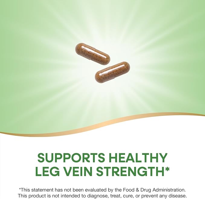 Nature's Way Leg Veins Supports Healthy Leg Vein Strength* 6-Herb Blend With Horse Chestnut Extract Dandelion Gluten Free 120 Vegan Capsules (Packaging May Vary)