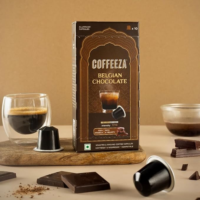 Coffeeza Dark Chocolate Flavoured Aluminium Coffee Capsules Intensity -7 | Box of 1 (10 Capsules)