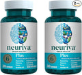 NEURIVA Plus Brain Supplement for Memory Focus &amp Concentration + Cognitive Function with Clinically Tested Nootropics Phosphatidylserine and Neurofactor VIT B6 &amp B12 30 Count Capsules (2 Pa