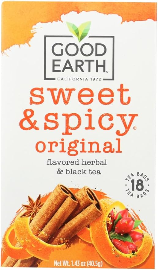 Good Earth Sweet &amp Spicy Herbal &amp Black Tea 18 Count Tea Bags (Pack of 6)