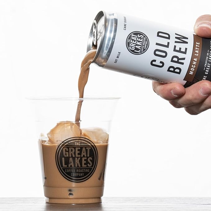 Great Lakes Mocha Oat Milk Cold Brew Latte Coffee 11 Ounce Cans Pack of 12