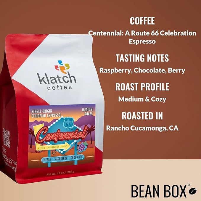Centennial A Route 66 Celebration Espresso - Roasted by Klatch Coffee - Whole Bean Coffee - 310 Gram Bag