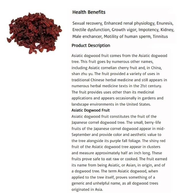 Cornelian Cherry Dogwood (Cornus officinalis) (한국산 산수유) – Authentic Korean Herbal Fruit Tea | Natural Wellness &amp Vitality Support | Traditional Medicinal Herb from Korea | 4oz/113g Dried Fruit