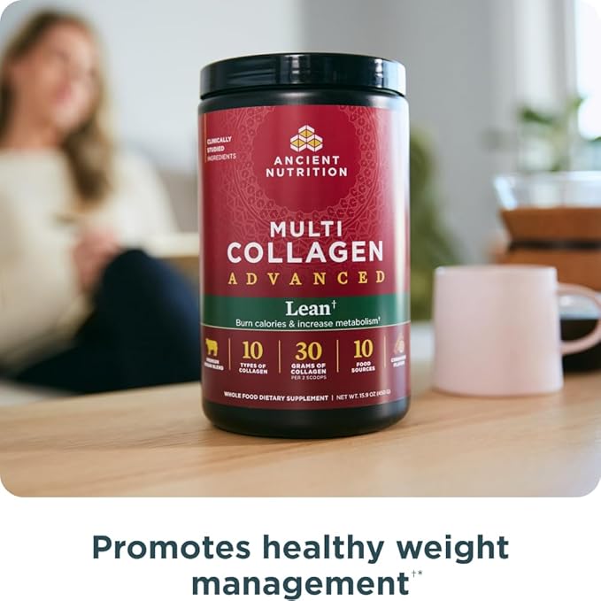 Ancient Nutrition Advanced Hydrolyzed Collagen Peptides Powder Protein Lean with Probiotics and Vitamin C Cinnamon for Women &amp Men Supports Healthy Weight Management &amp Muscle Building 14 S