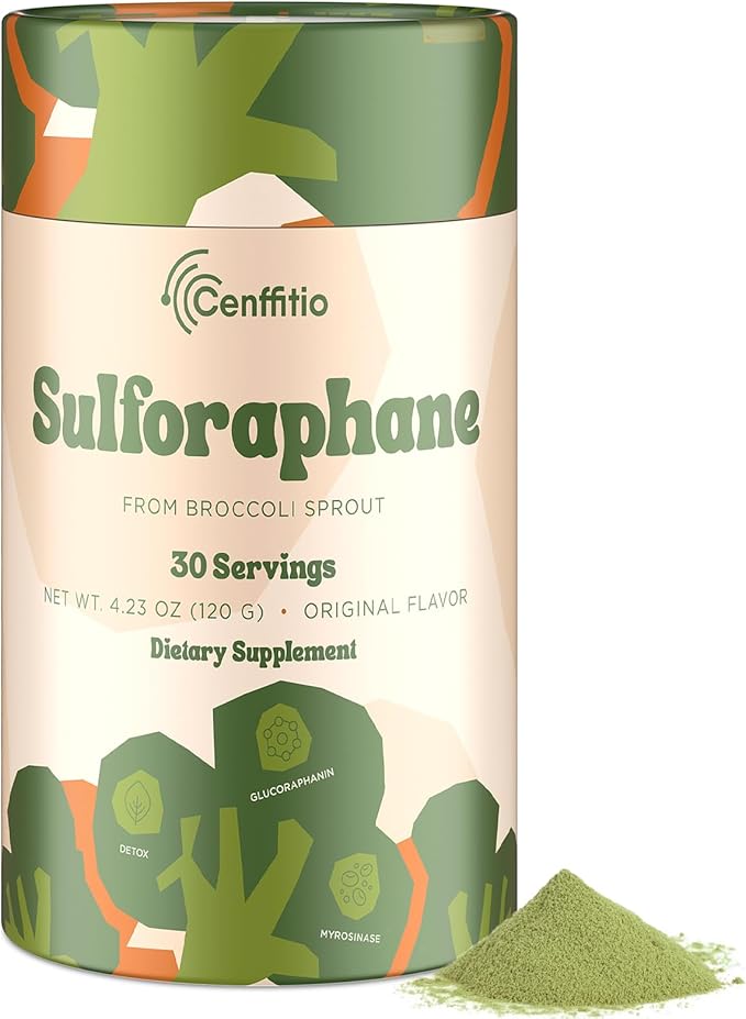 Sulforaphane Supplement from Broccoli Sprouts | NRF2 Activation Antioxidant &amp Detox Support | Broccoli Sprout Powder for Myrosinase and Glucoraphanin | Vegan High Absorption | 30 Servings