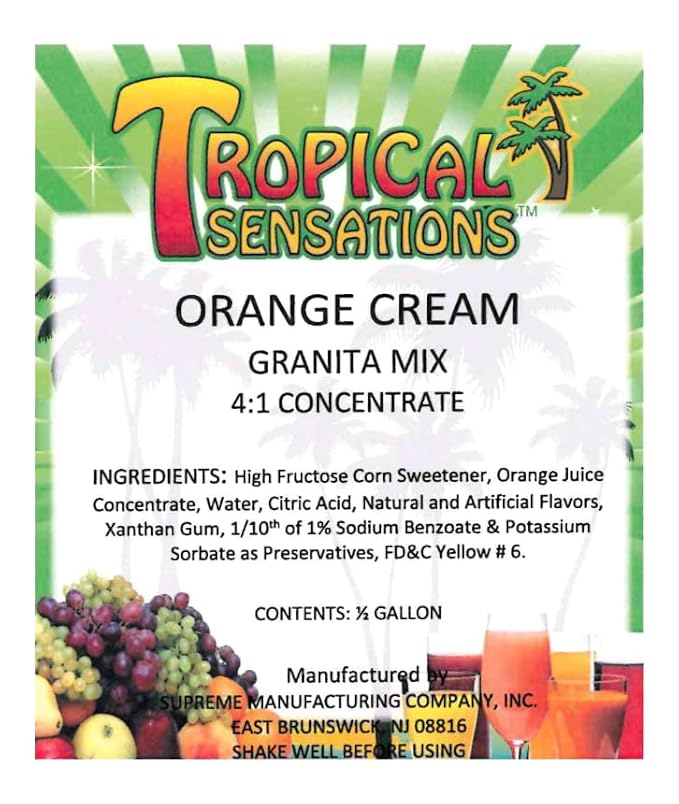 Tropical Sensations Orange Cream Granita Slushie Mix – 6 Bottles 64 oz Each – Non-Alcoholic Frozen Drink Mix for Slush Machines – Bulk Case