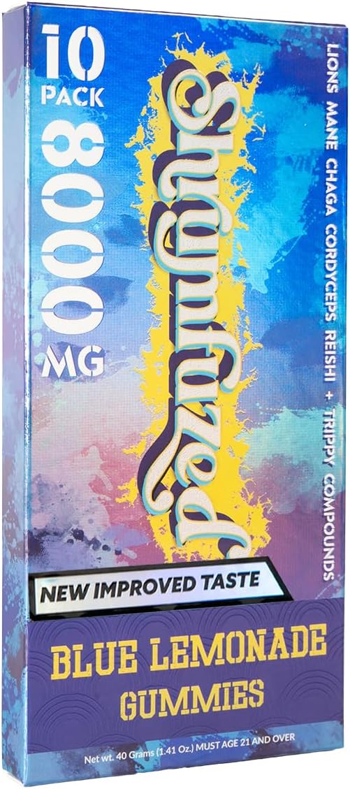 Proprietary Nootropic Gummy 8000mg - Now with New Improved Taste - Lion's Mane Reishi Chaga and Cordycep Nootropic Mushroom Blend (10 Blue Lemonade)