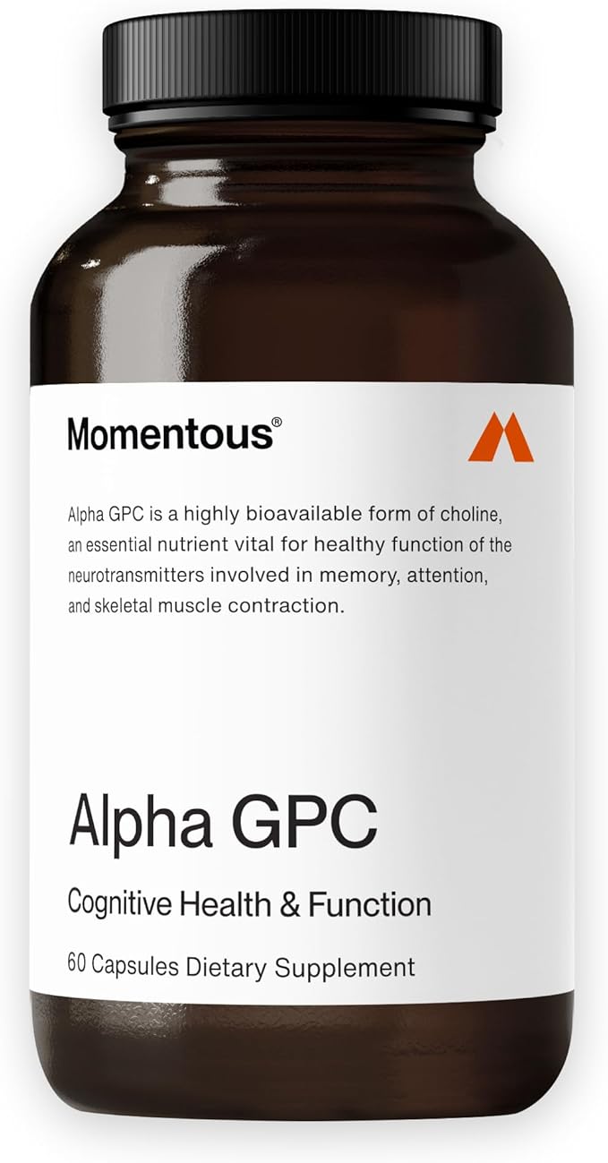 Momentous Alpha GPC Supplement - Cognitive Health &amp Function Support - NSF Certified for Sport - GMO- &amp Gluten-Free - 60 Servings