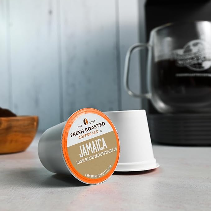 Fresh Roasted Coffee 100% Jamaica Blue Mountain Medium Roast Kosher K-Cup Compatible 24 Pods