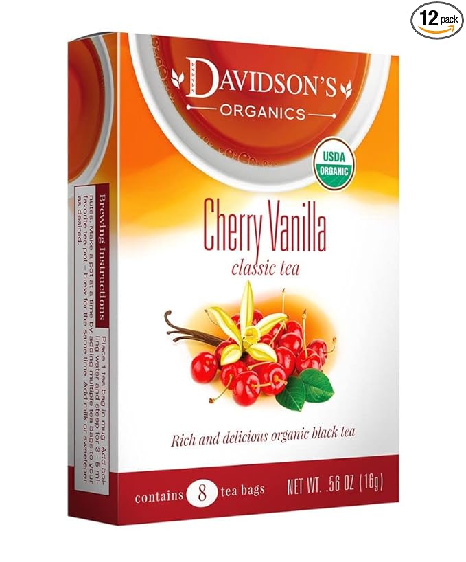 Davidson's Organics Cherry Vanilla 8-count Tea Bags Pack of 12