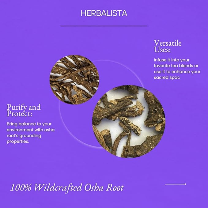 Herbalista - Wildcrafted Osha Root 3.5oz (100g) - (Ligusticum Porteri) - Chuchupate Whole Root for Cleansing Purification Meditation Healing Spiritual Practices and Wiccan Rituals &amp Tea.