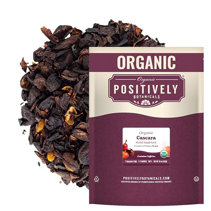 Organic Positively Botanicals Company Cascara Herbal Tea Loose Botanical 16 Ounce