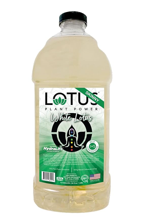 Lotus Energy Drink Concentrate 64 fl oz (Skinny White &amp Skinny Blue) Pack of 2