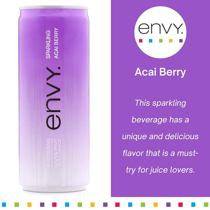 Envy Sparkling 100% Fruit Juice Acai Berry 8oz (Case of 24)