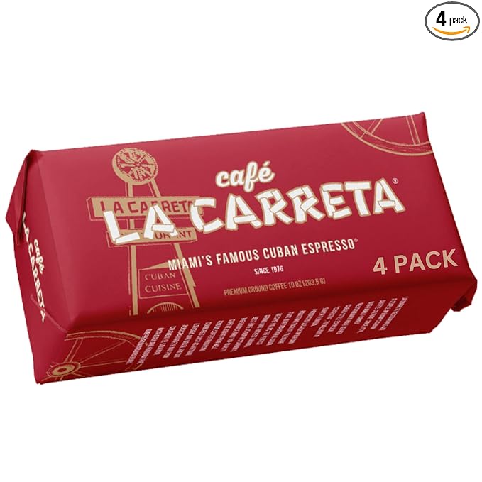 Cafe La Carreta Dark Roast Espresso Coffee 10 oz Miami Cuban style Espresso Ground Coffee