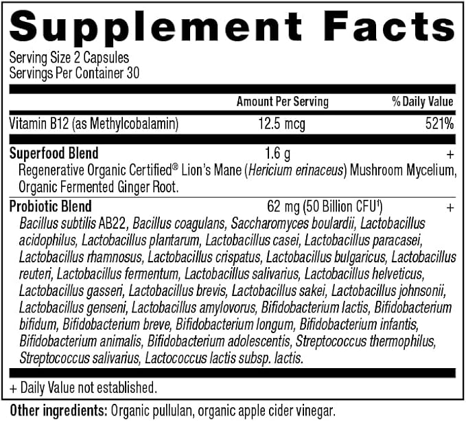 Ancient Nutrition Regenerative Organic Certified Probiotics Extra Strength Probiotics for Healthy Digestion and Immune System Function Support 50 Billion CFUs* Per Serving 60 Count