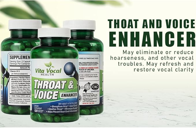 VitaVocal Throat &amp Voice Enhancer Eliminates or Reduces Hoarseness Restores Vocal Clarity Amazing Voice Remedy for Vocal Troubles for Singers Actors Public Speakers